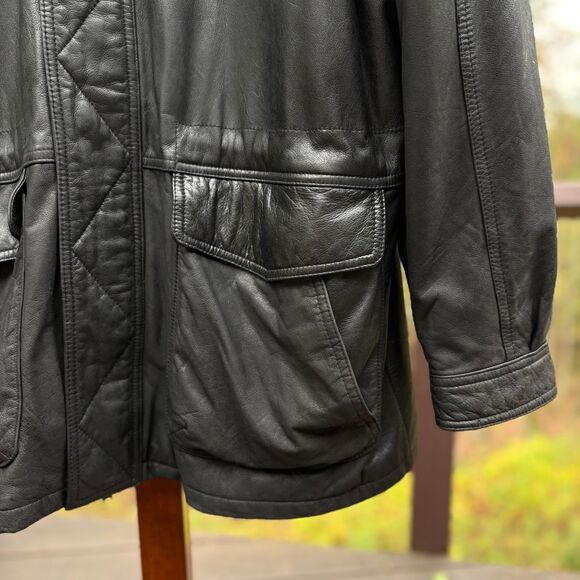John Ashford 90s VTG Soft Black Leather Jacket, Lived-In, Relaxed Fit Men's L - Picture 6 of 15